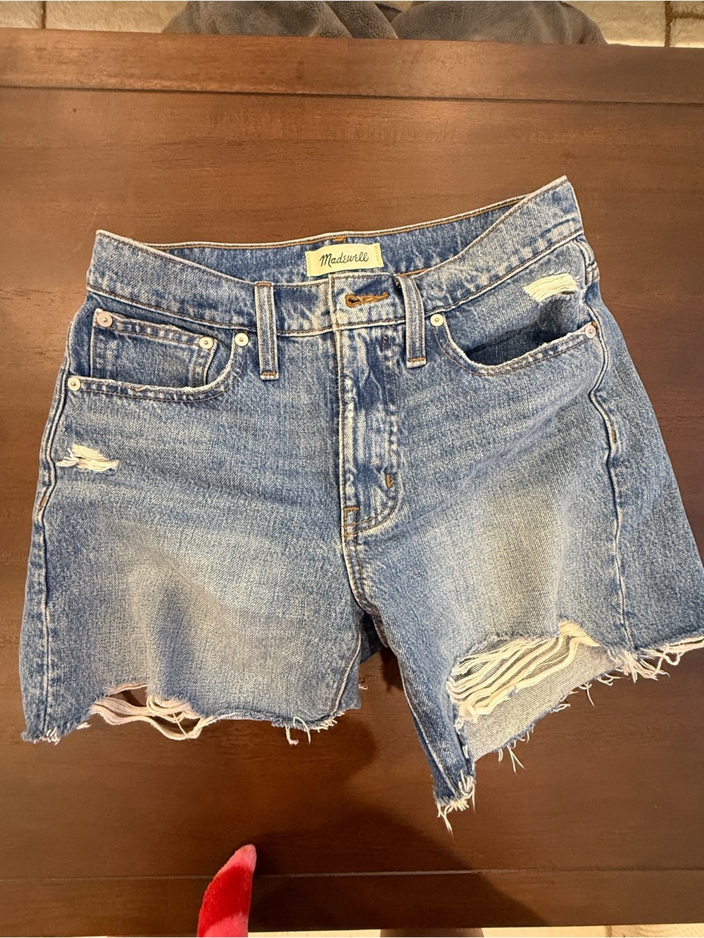 Madewell Distressed High-Rise Denim Cutoff Shorts - Light Blue
